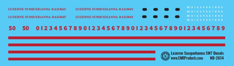 Luzerne Susquehanna SW7 Locomotive Decals