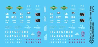 Chicago Central Pacific 100T Open Hopper Decals