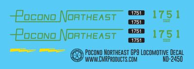 Pocono Northeast Railroad GP9 Decals