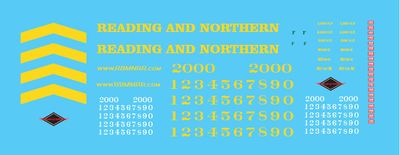 HO Scale - Reading &amp; Northern Locomotives SD38 &amp; SD40-2 Decal Set