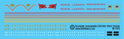 Delaware Lackawanna C420 White Gray Scheme Decals
