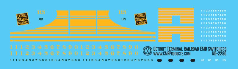 Detroit Terminal Dark Yellow EMD Switcher Decals