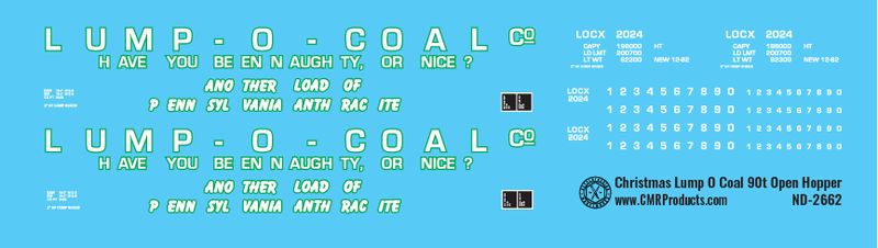 Christmas Lump O Coal Open Hopper Decals