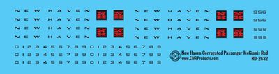 New Haven Corrugated Passenger Car McGinnis Red Scheme Decals
