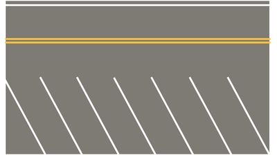 Easy Streets HO - Medium Asphalt Single Side Angled Parking White