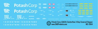 Potash Corp (GACX) 3 Bay Centerflow Hopper Decals