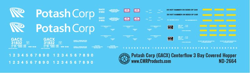 Potash Corp (GACX) 3 Bay Centerflow Hopper Decals