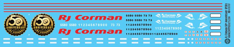 O Scale (1:48) - RJ Corman Locomotive GP38 50th Anniversary Decals