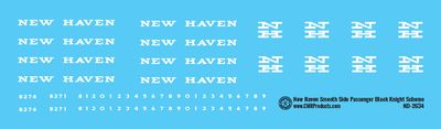 New Haven Smooth Side Passenger Car Black Knight Scheme Decals