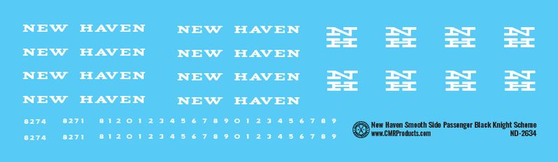 New Haven Smooth Side Passenger Car Black Knight Scheme Decals