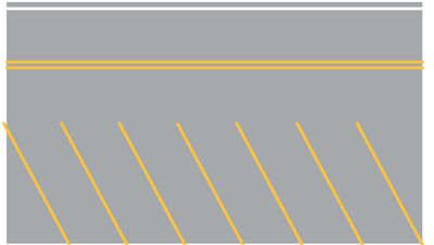 Easy Streets HO - Aged Asphalt Single Side Angled Parking Yellow