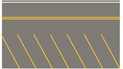 Easy Streets HO - Medium Asphalt Single Side Angled Parking Yellow