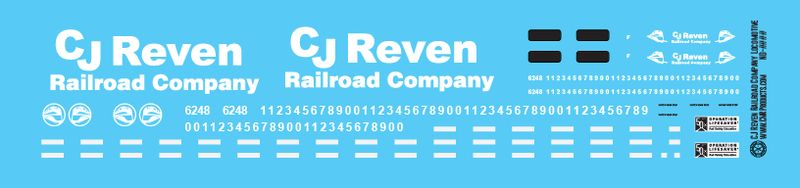 CJ Reven Railroad Company Locomotive Decals