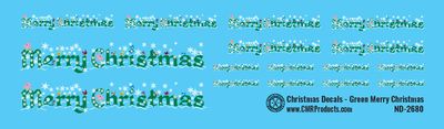 Christmas - Merry Christmas Green Decals