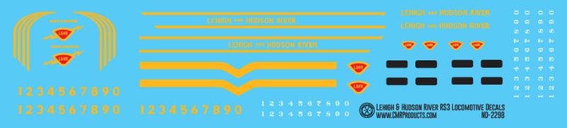 O Scale - Lehigh & Hudson River Railroad RS3 Locomotive Decals