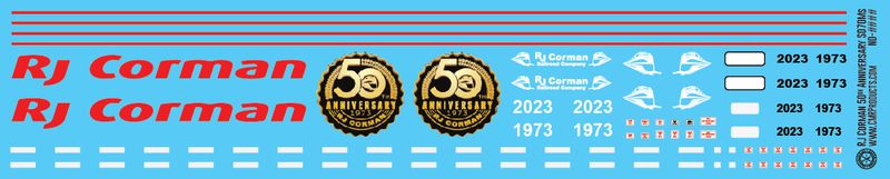 O Scale (1:48) - RJ Corman Locomotive SD70m 50th Anniversary Decals