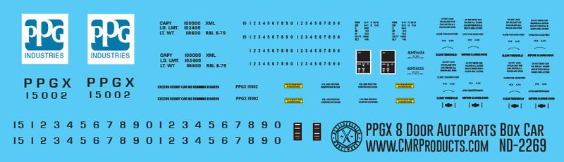PPG Industries 8 Door Auto Parts Box Car Decals