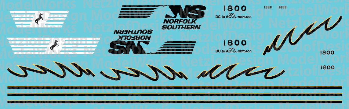 HO Scale - Norfolk Southern SD70ACC #1800 Decal Set