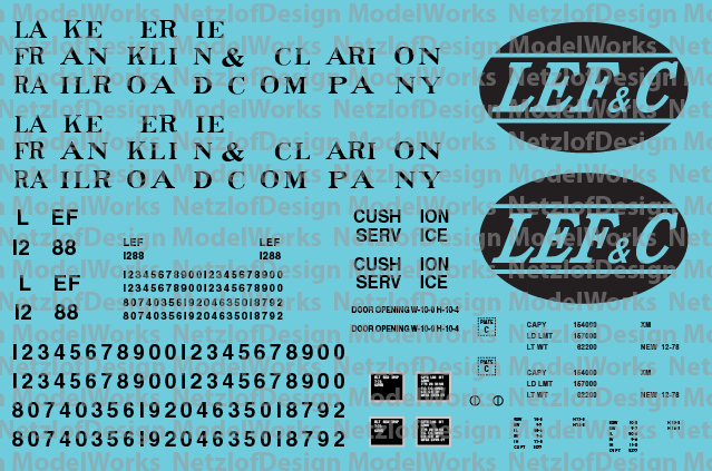 Lake Erie, Franklin & Clarion Box Car Decals