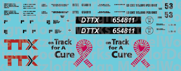 HO Scale - TTX "On track for a Cure" Pink Single Well Car #654811