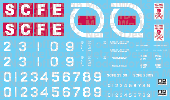South Central Florida Express (SCFE) Box Car Decals