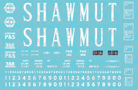 Pittsburg Shawmut 15 Panel Hoppers - Serif Lettering Decals