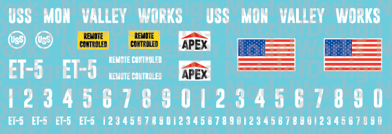 USS Mon Valley Works Locomotive Decals