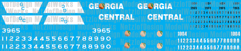 Georgia Central Railroad Decal set, Black and White Paint Scheme