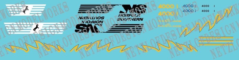 Norfolk Southern AC44C6M Decal Set #4000/4001 (Blue/Yellow)