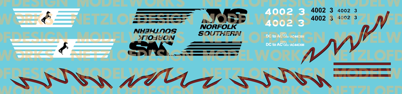 Norfolk Southern AC44C6M Decal Set #4002/4003 (Black/Maroon)