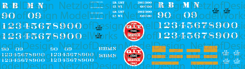 Reading Northern QIT Hopper Car Decal Set