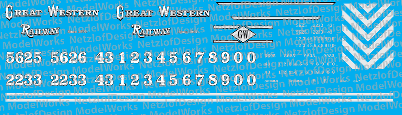 Great Western Railway (US  2000+) Locomotive Decals
