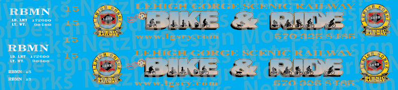 Lehigh Gorge Scenic Railroad Bike &amp; Ride Open Car Decal Set (RBMN)