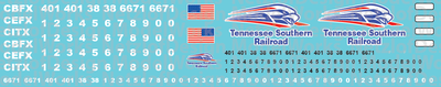 Tennessee Southern Railroad Locomotive Decals