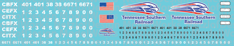 Tennessee Southern Railroad Locomotive Decals