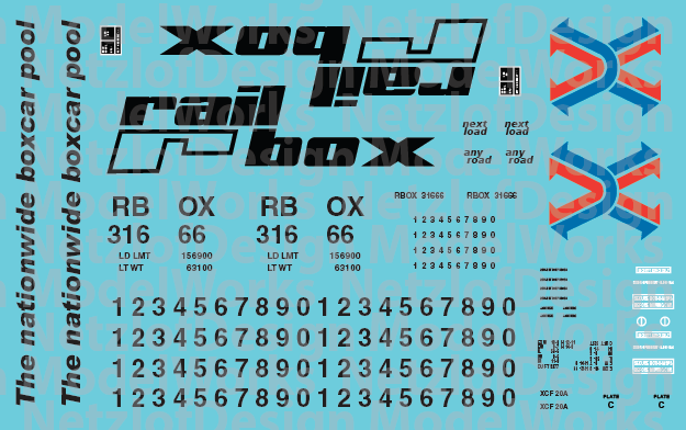 Railbox Box Car Early Scheme Decals