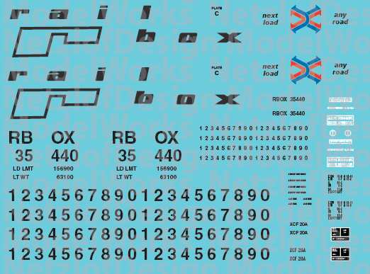 Railbox Box Car Modern Scheme Decals