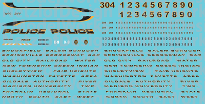 N Scale - Generic Police Vehicle Decals Black