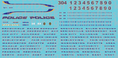 N Scale - Generic Police Vehicle Decals Blue