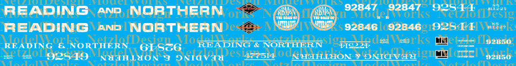 HO Scale - Reading Blue Mountain & Northern Caboose Decal Set - RBMN RN Cabin
