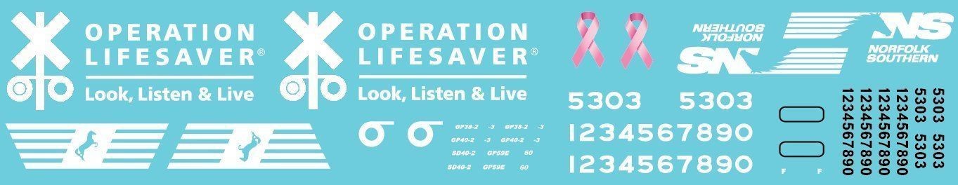 N Scale - Norfolk Southern Operation Lifesaver Unit Decal Set