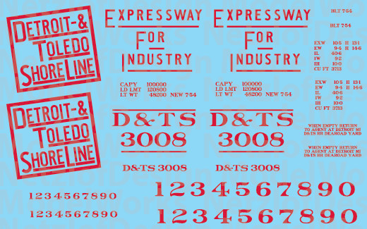 Detroit, Toledo and Shore Line Yellow Box Car Decals