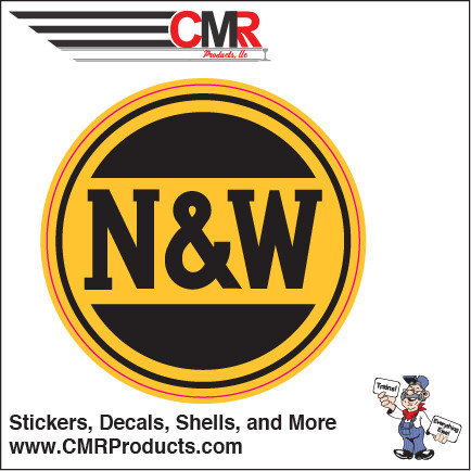 Norfolk Western (NW) Round Logo Vinyl, Color Scheme: Hamburger Black/Yellow, Vinyl Size: 3 inch Sticker