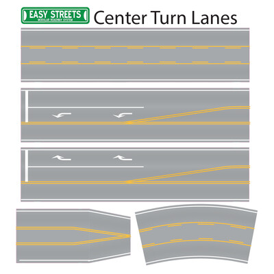 HO Scale Easy Streets - Turn Lanes / 3 Lane
