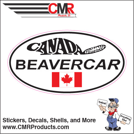 Beavercar Oval Logo White Vinyl, Vinyl Size: 4in x 2.17in Sticker