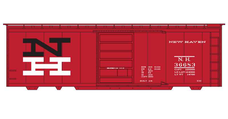 New Haven 40ft Box Car Black White NH Logo Decals