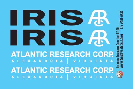 Atlantic Research Corp Iris Rocket BT60 Decals