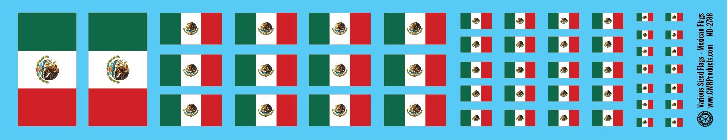 HO Scale - Various-Sized Flags - Mexican Flag Decals
