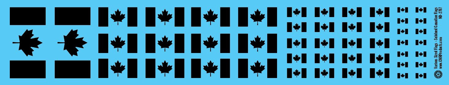 HO Scale - Various-Sized Flags - Canadian Flag Subdued Decals