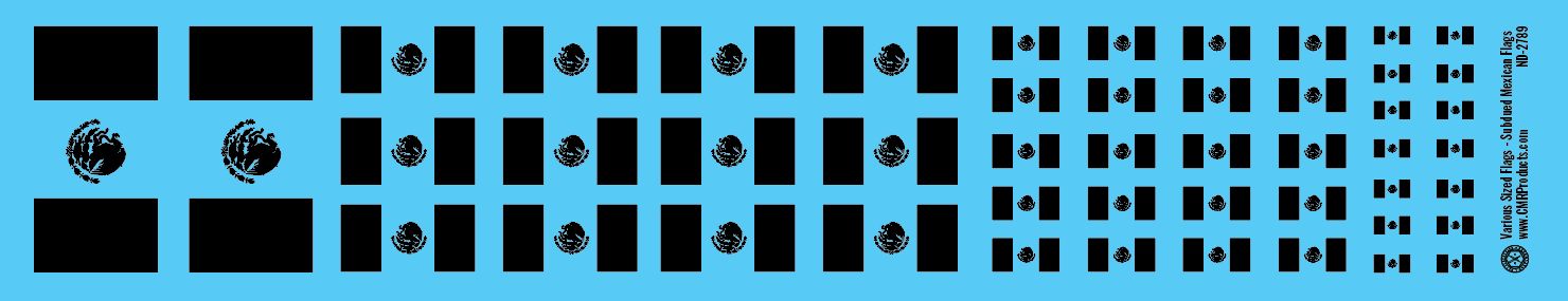 HO Scale - Various-Sized Flags - Mexican Flag Subdued Decals